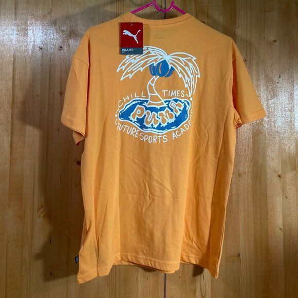 NEW! PUMA MID 90S XL Extra Large Boys Graphic Print T-Shirt Tee Shirt Orange - Picture 4 of 9